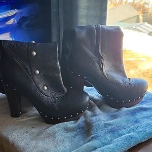 UGG Black Leather Studded Platform Boot